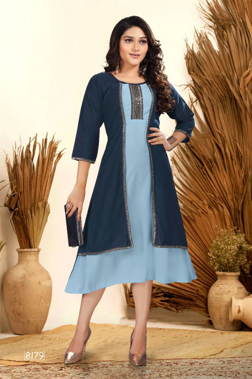 Golden Poonam 1 Regular Wear Rayon Kurti With Jacket Collection